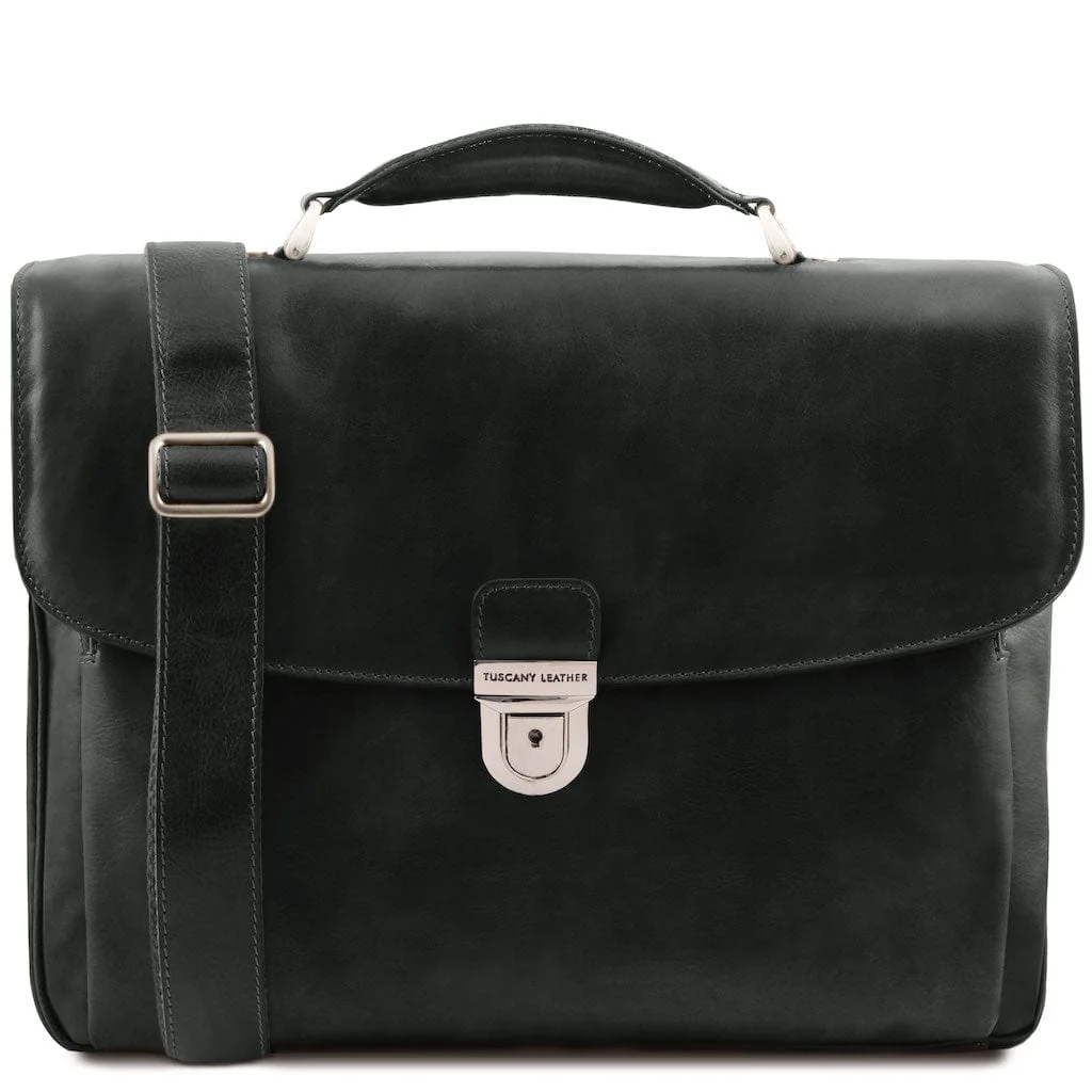 Alessandria - Matte leather multi compartment laptop briefcase | TL142067 - Image 35