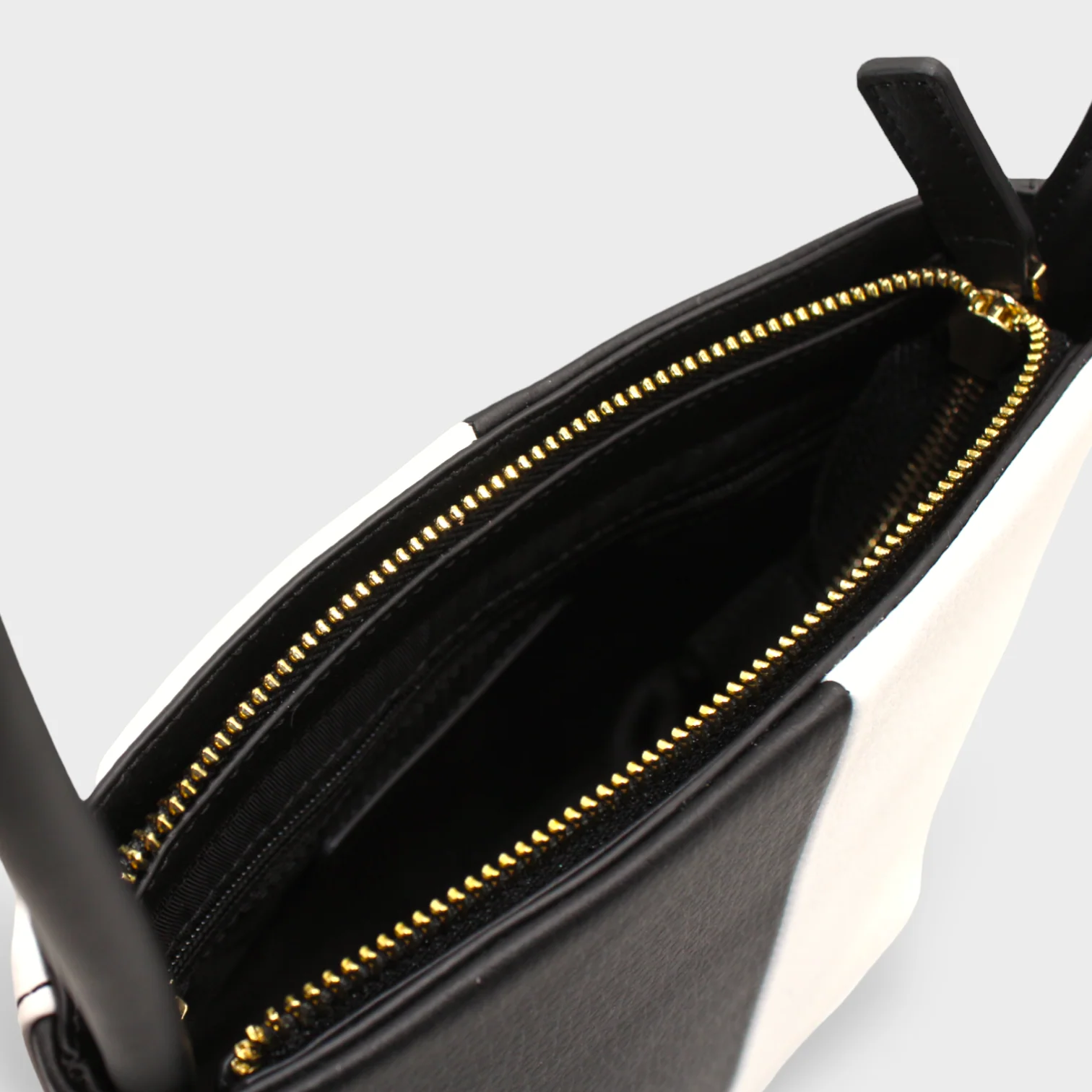 Aria - Apple Leather Midi Shoulder Bag - Black & White - Image 6
