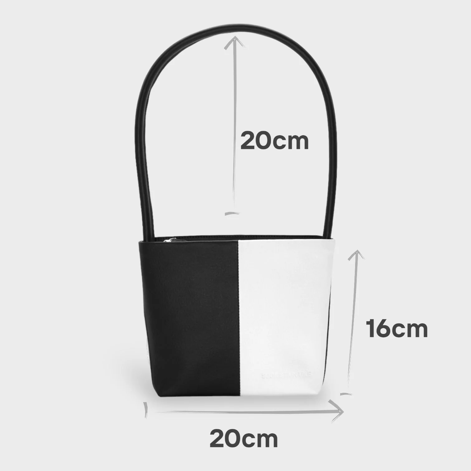 Aria - Apple Leather Midi Shoulder Bag - Black & White - Image 8