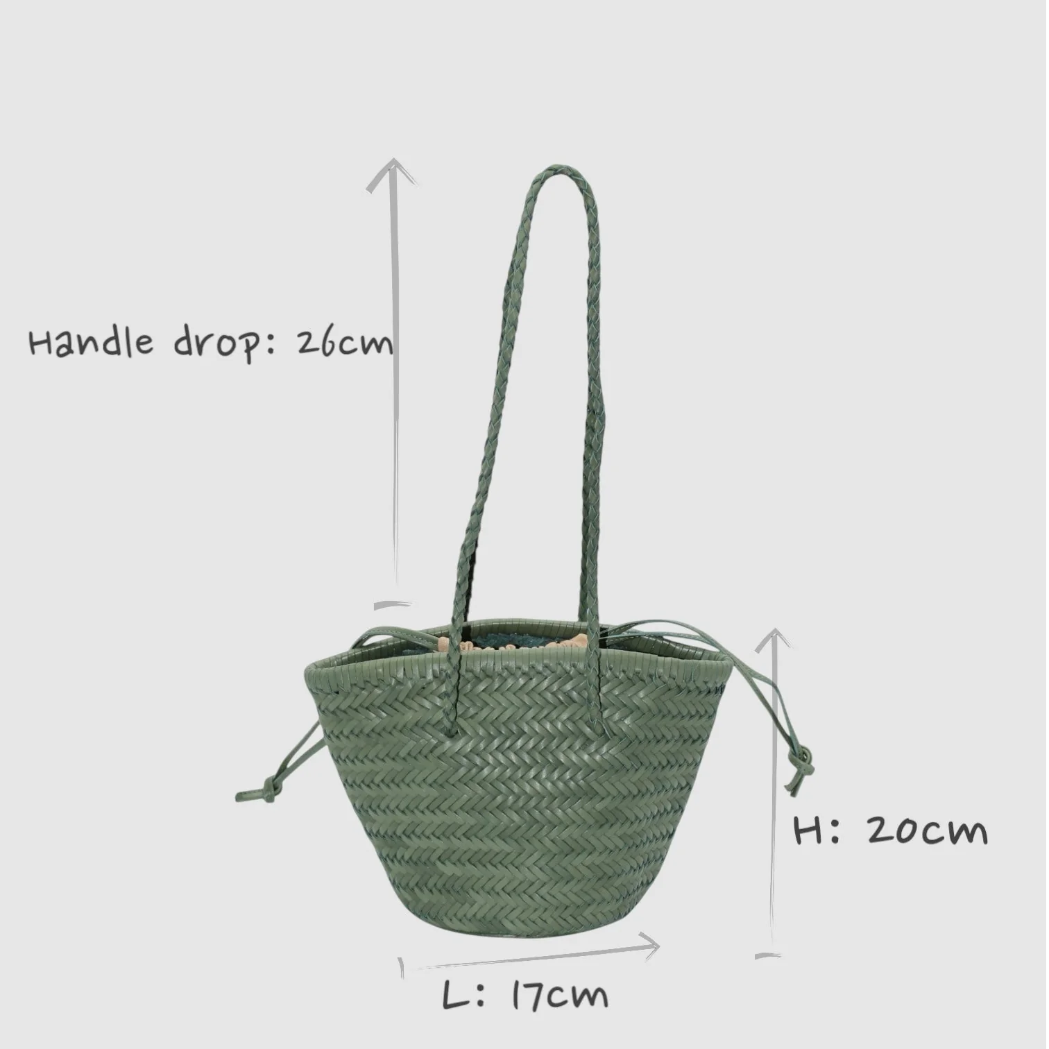 Carmel - Hand Woven Full-Grain Leather Bucket Bag Rosemary - Image 5