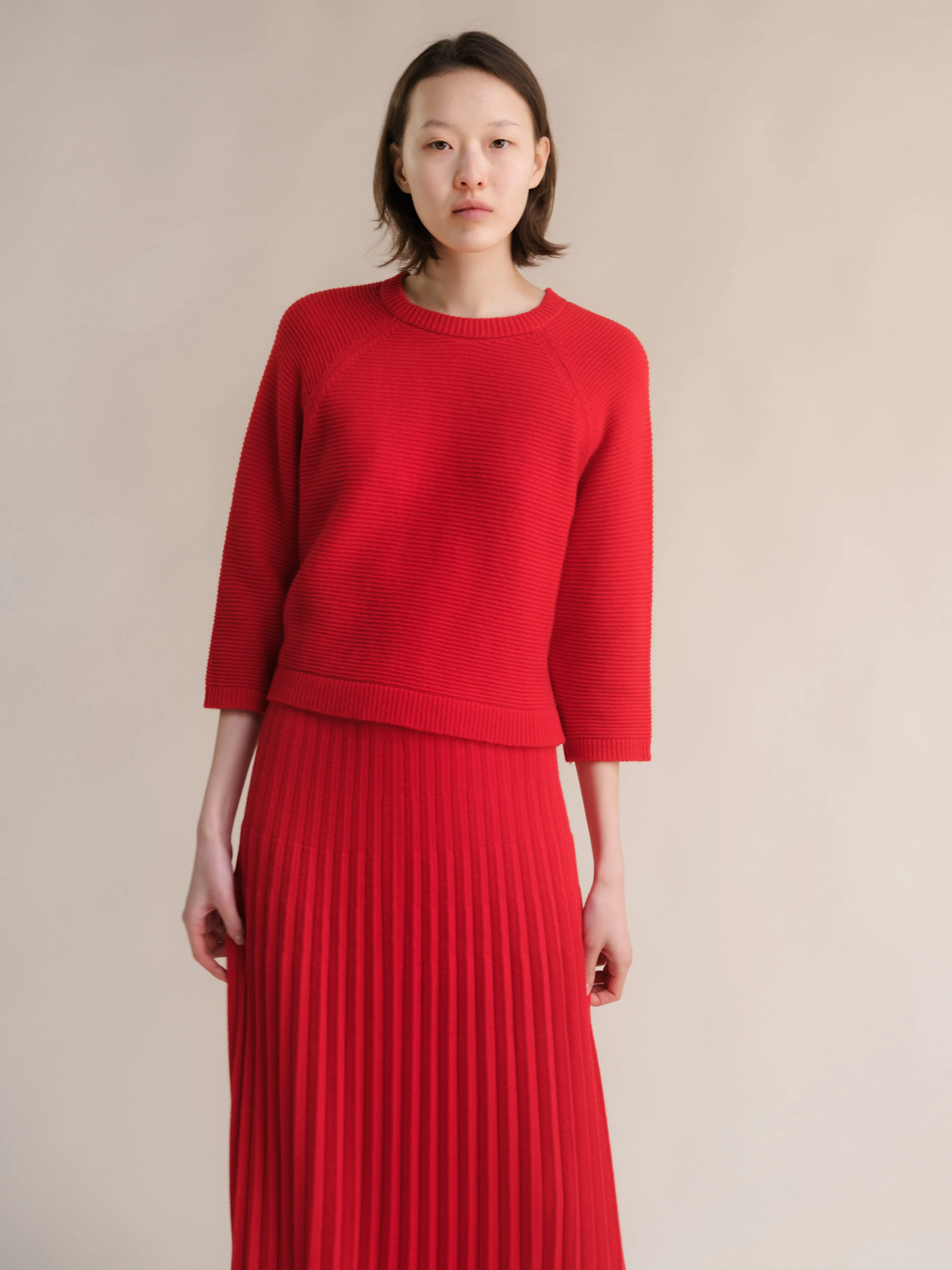 Cashmere Mix Cropped 3/4 Sleeve Pullover - Image 12