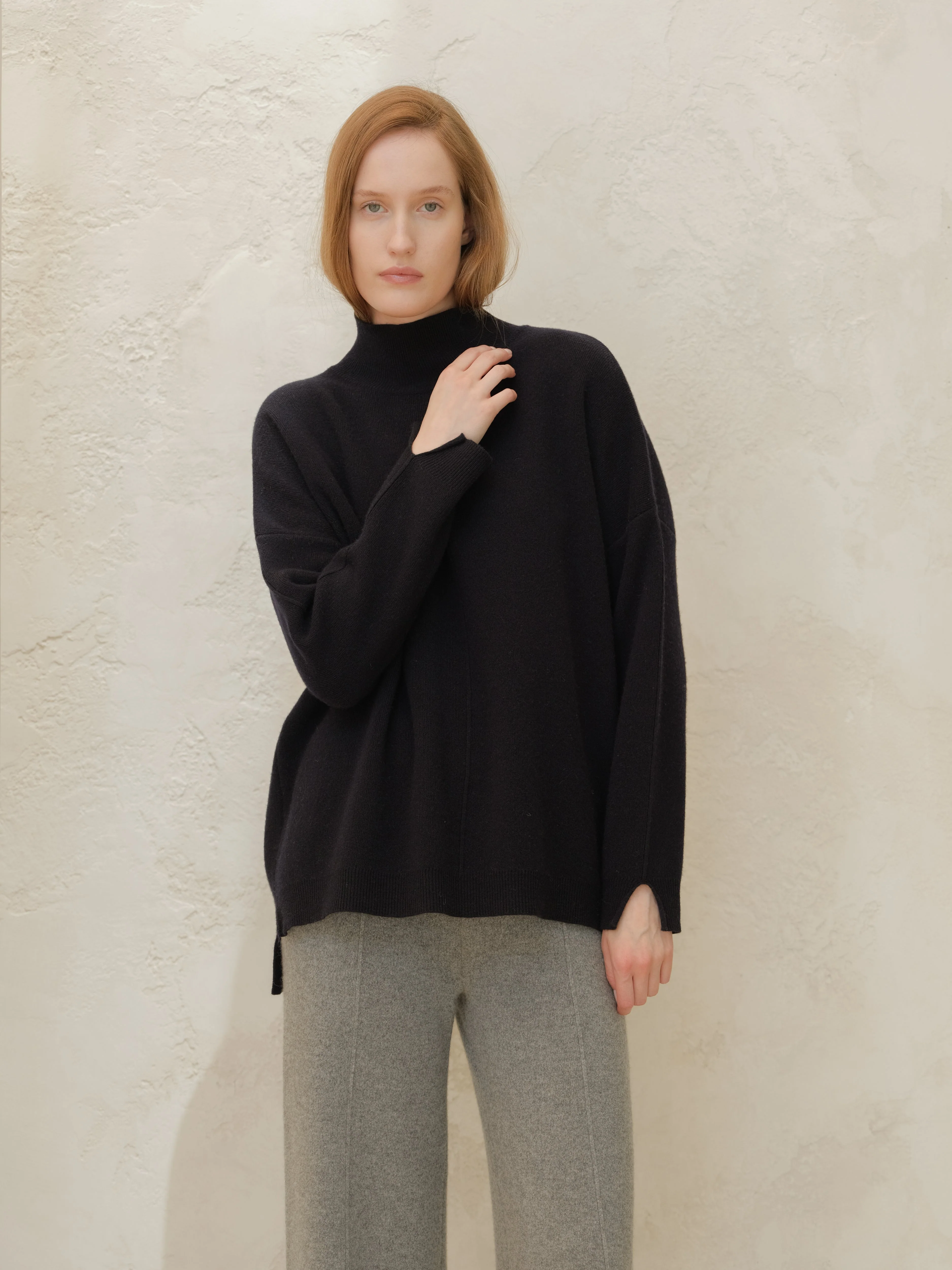 Wool & Cashmere Mix Solid Maxi Turtleneck Sweater - Image 31