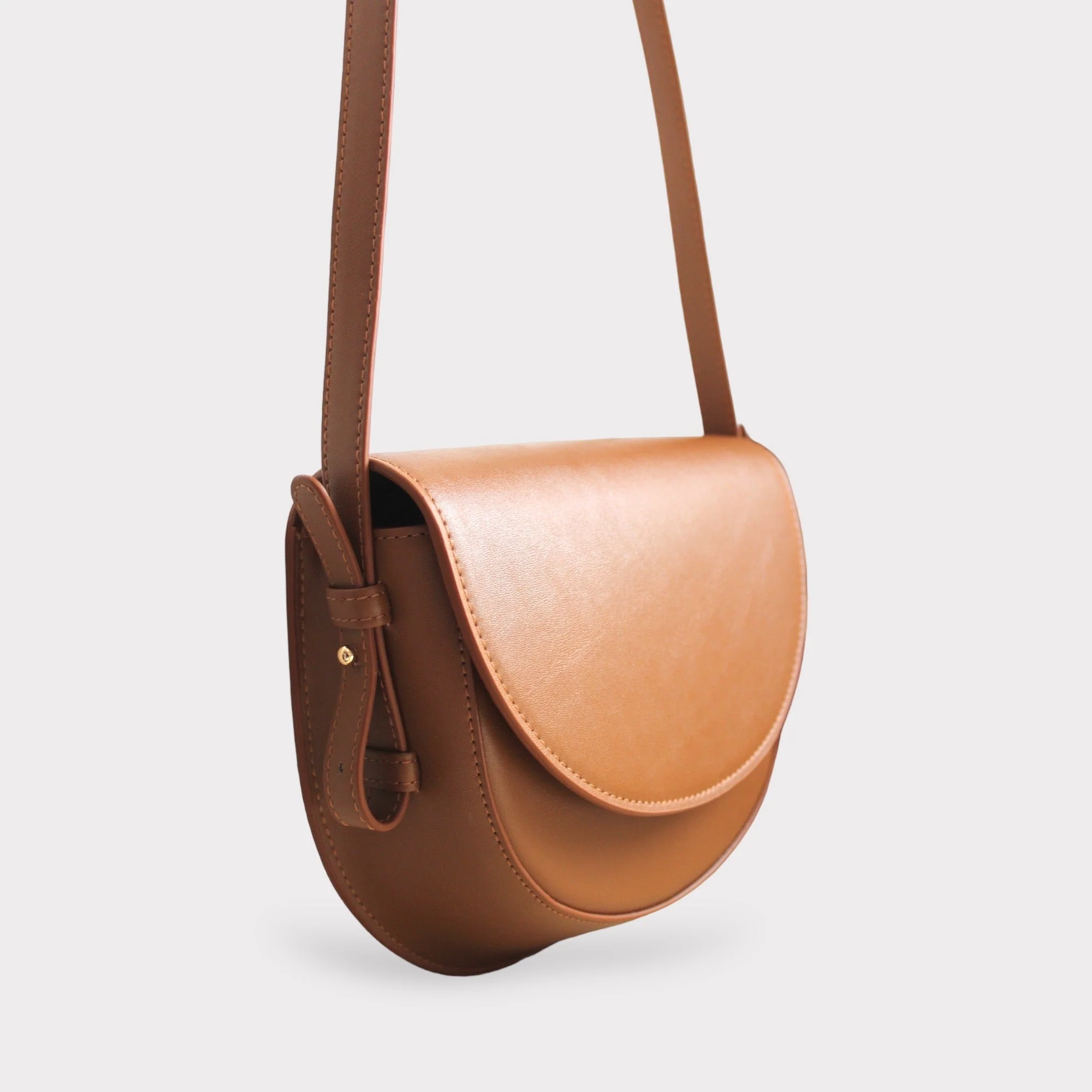 Coco - Apple Leather Saddle Bag - Brown - Image 5