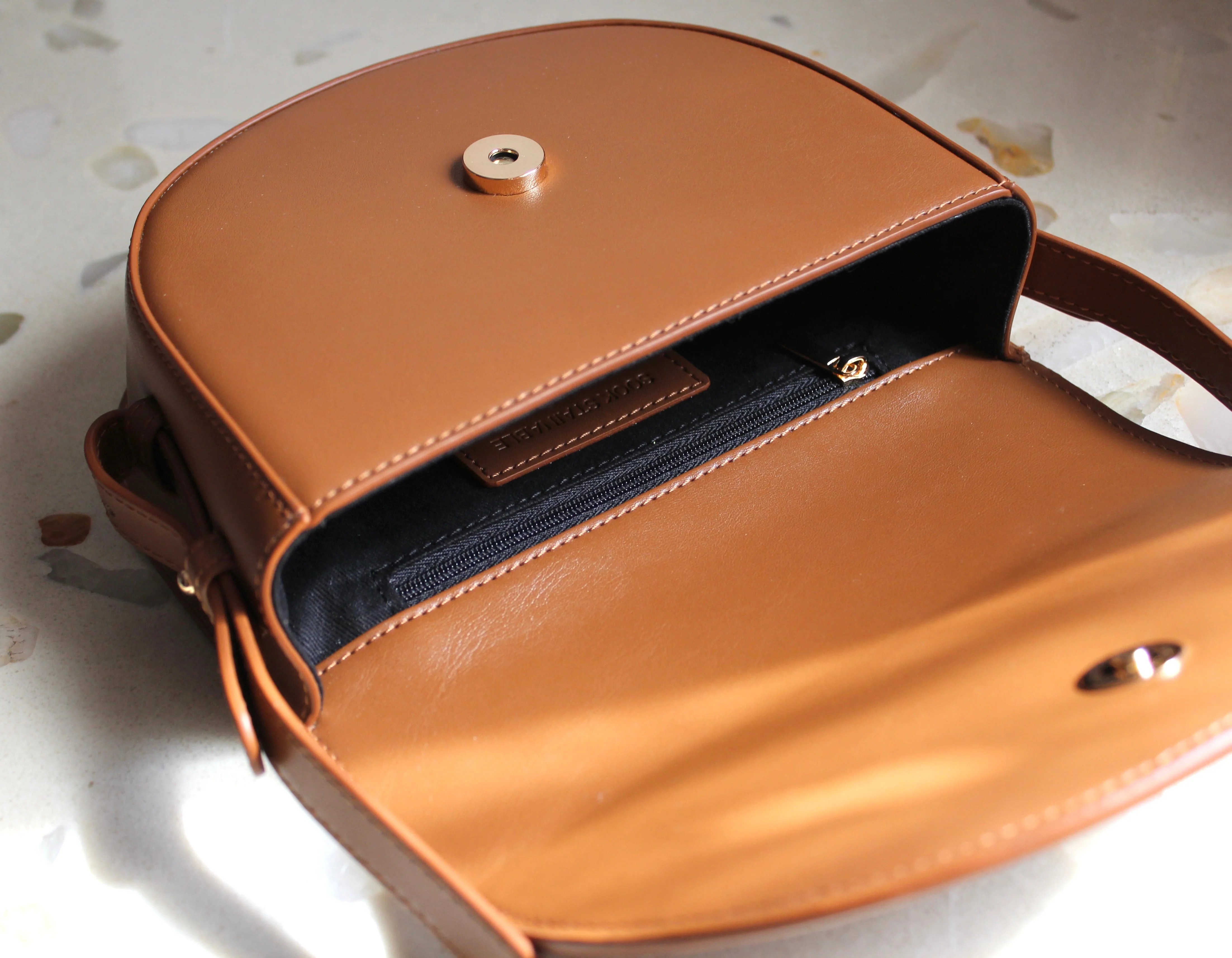 Coco - Apple Leather Saddle Bag - Brown - Image 7