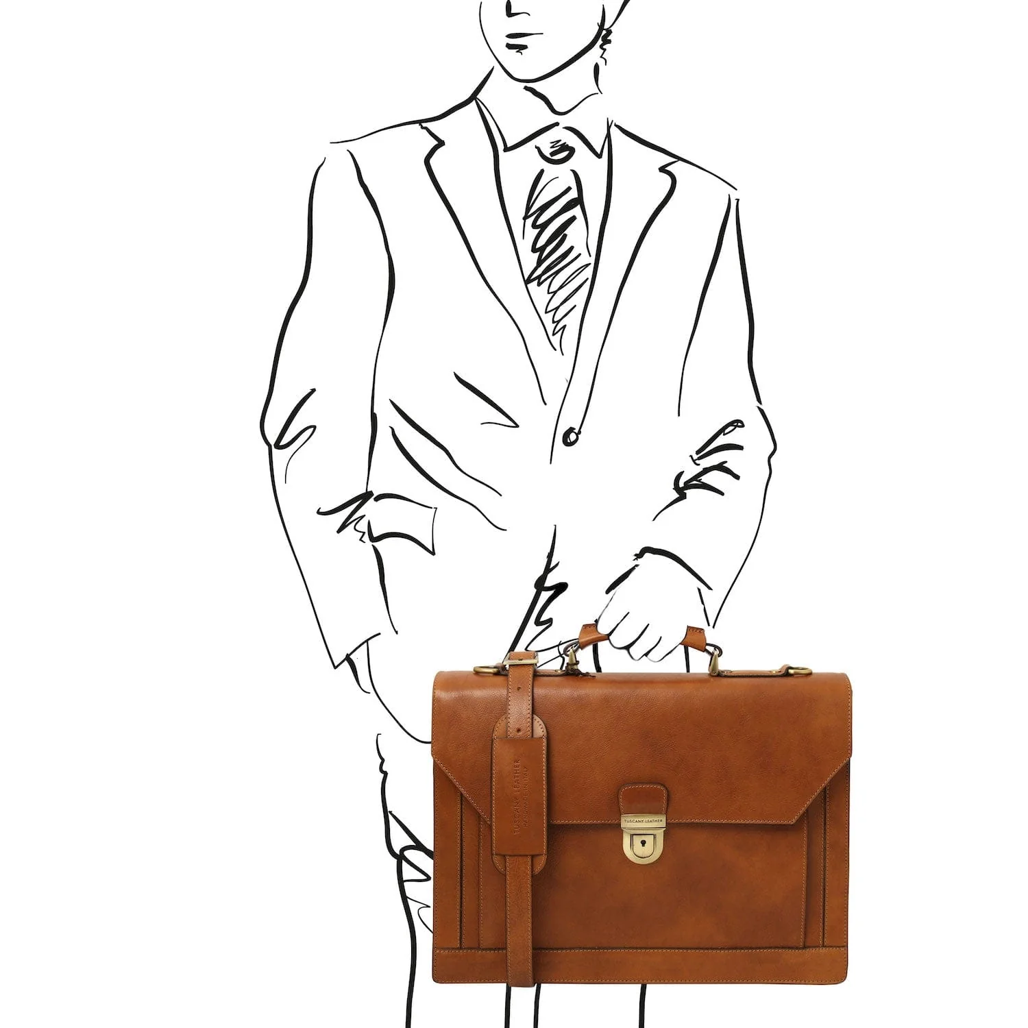 Cremona - 3 compartment matte leather briefcase | TL142448 - Image 28