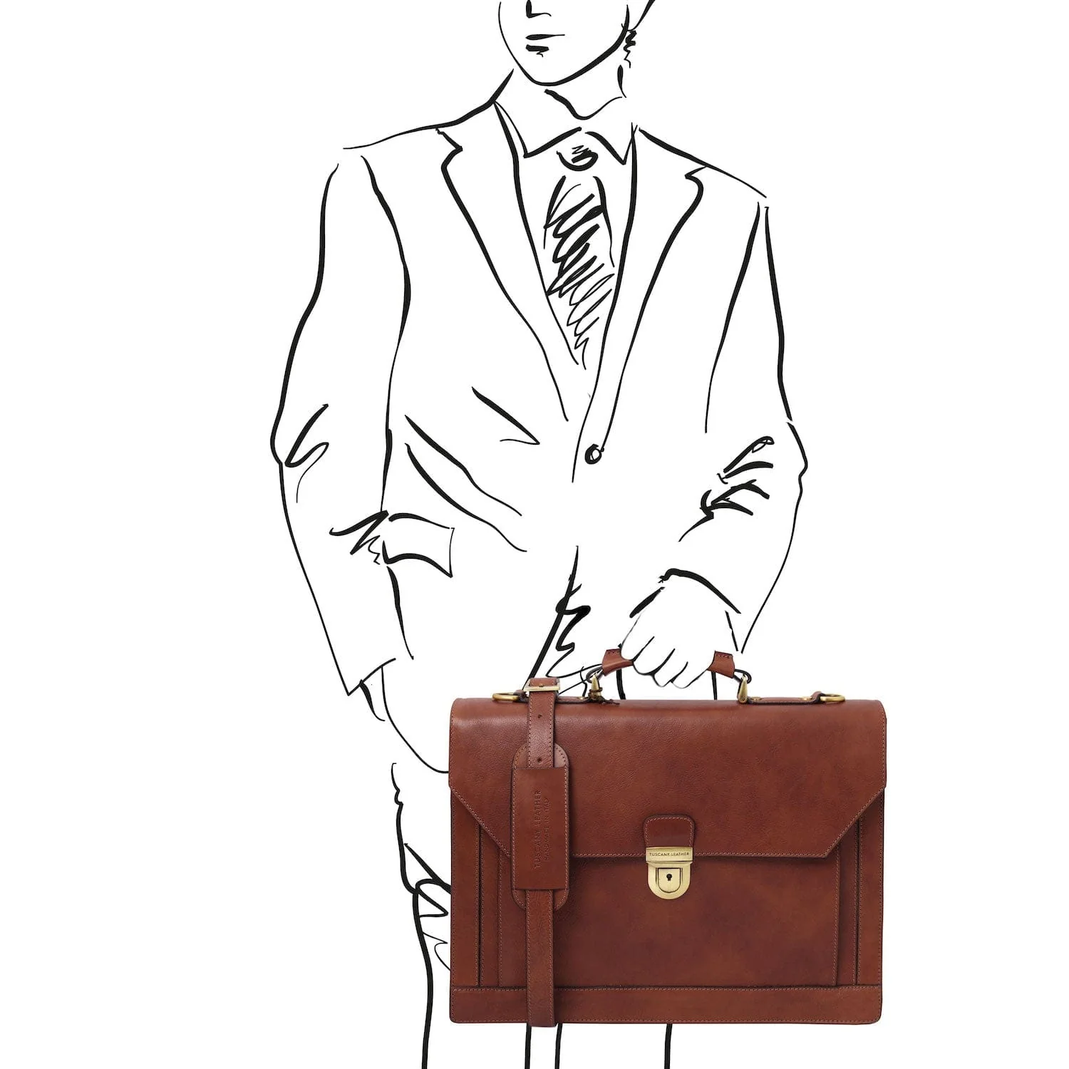 Cremona - 3 compartment matte leather briefcase | TL142448 - Image 7