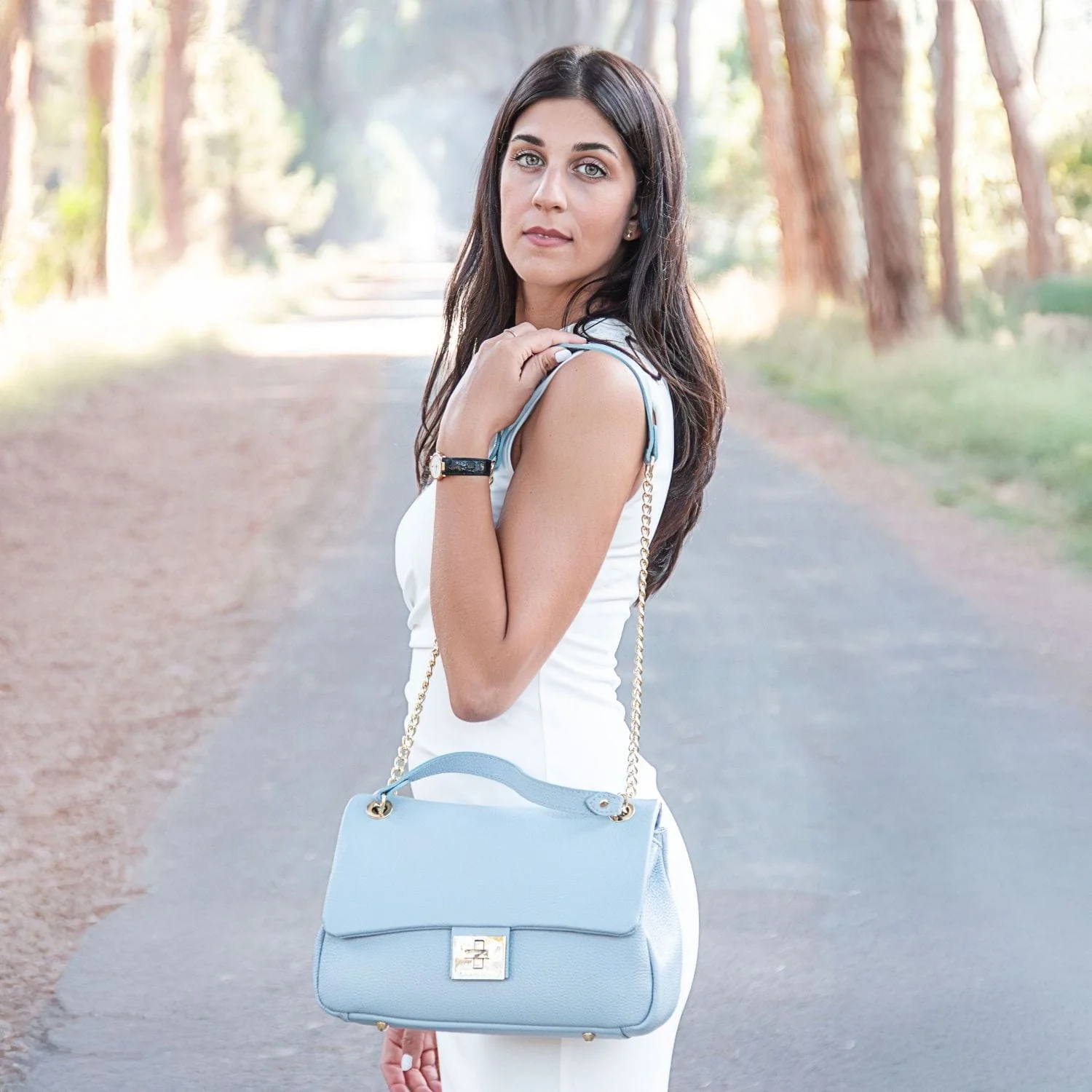 Elettra - Soft leather shoulder bag with chain strap  | TL142353