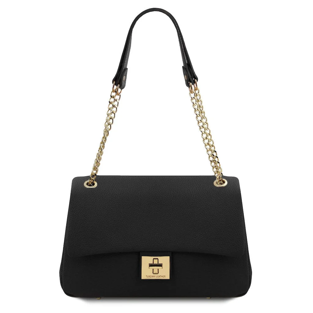 Elettra - Soft leather shoulder bag with chain strap  | TL142353 - Image 36
