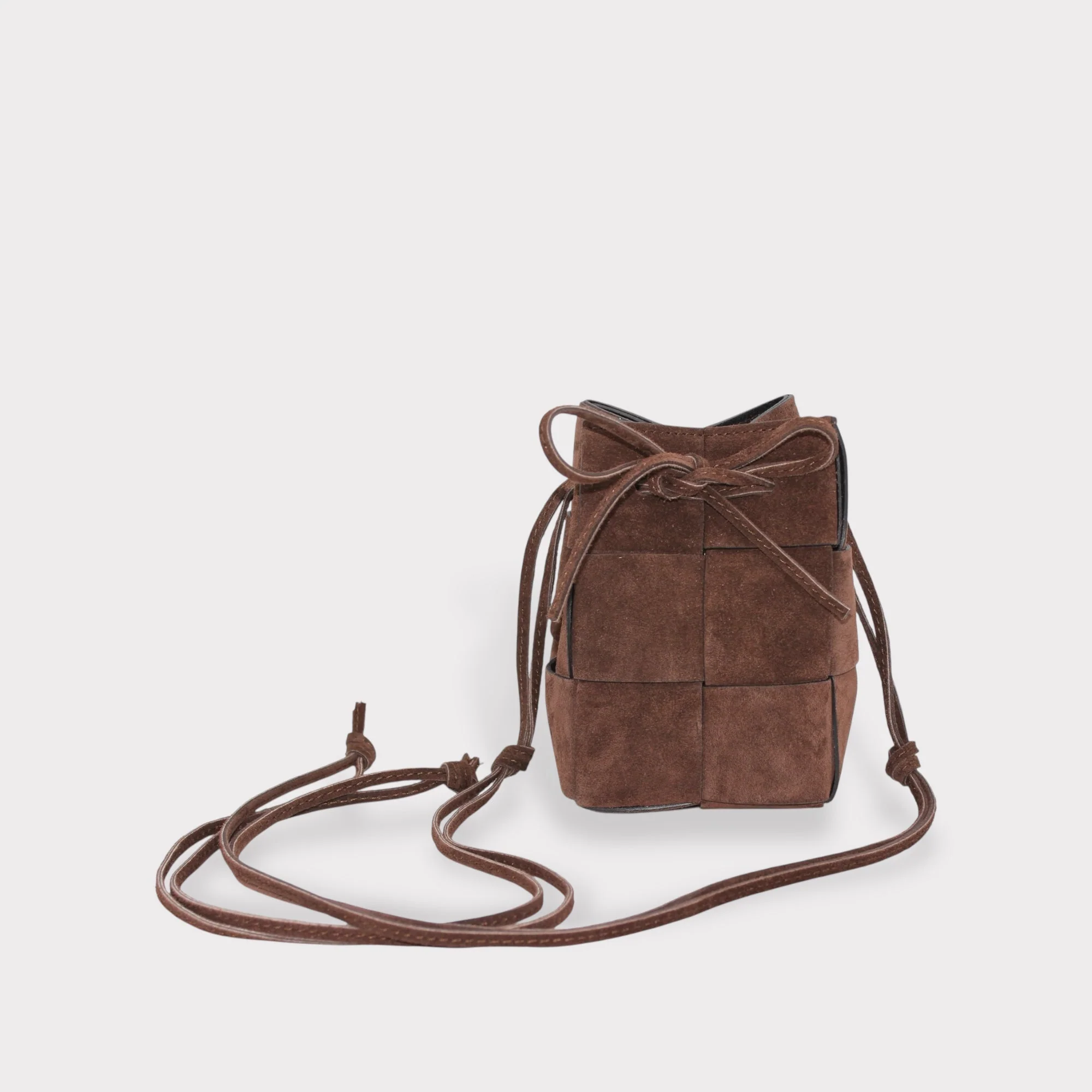 Emi - Handmade Suede Drawstring Woven Crossbody Bag - Image 7