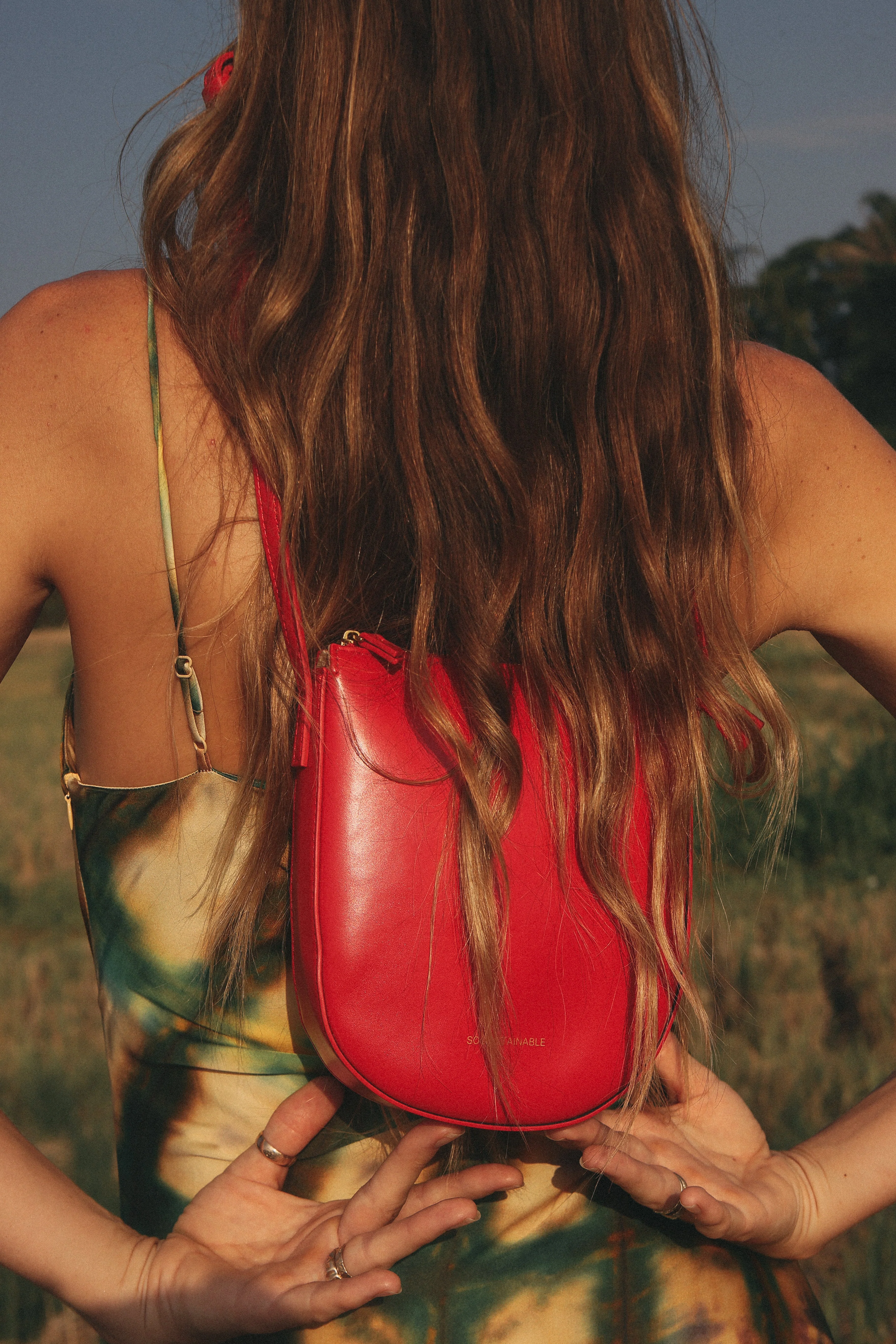 Eva - Apple Leather Crossbody Bag - Red - Image 6