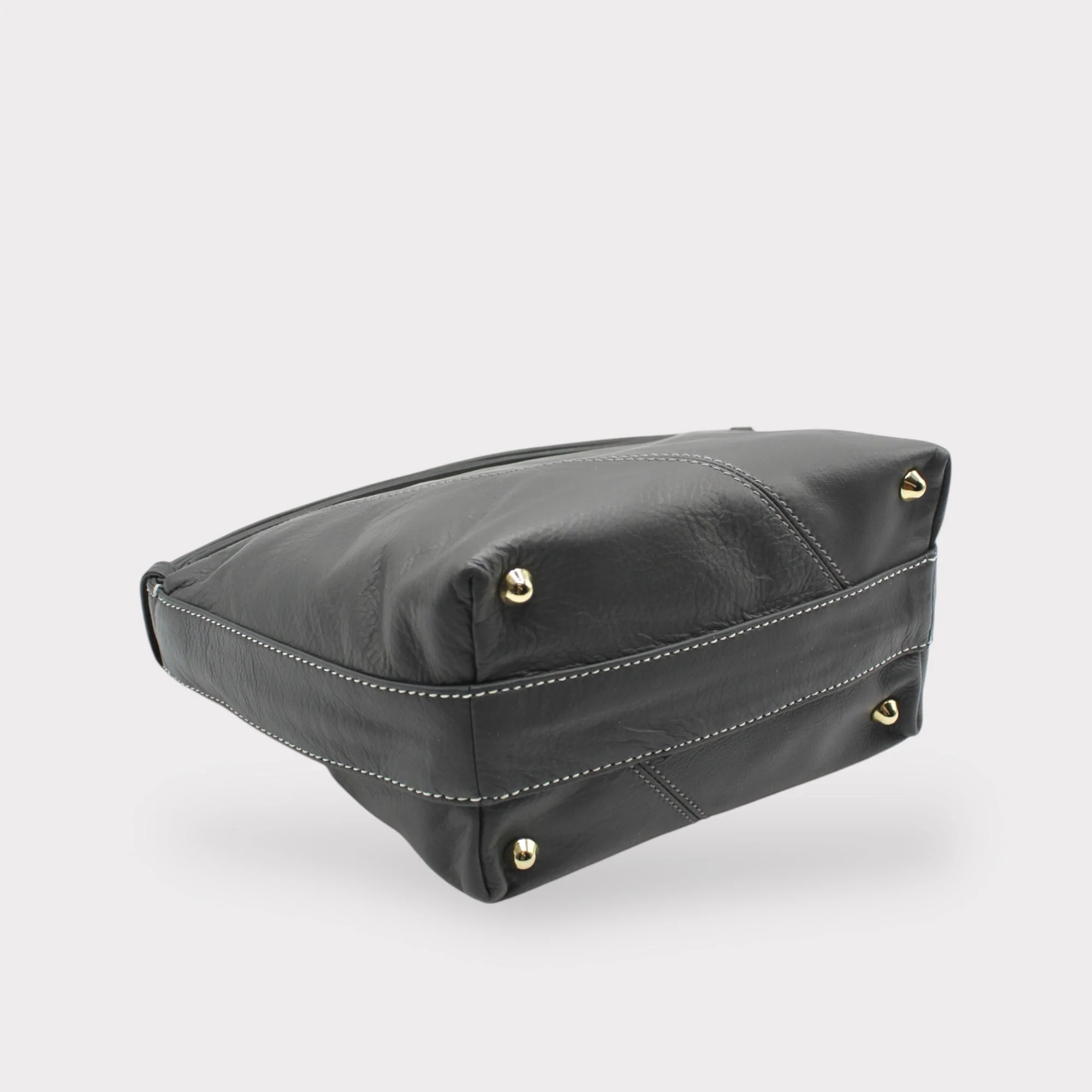 Evy - Genuine Leather Pouch Shoulder Bag - Ash Grey - Image 7