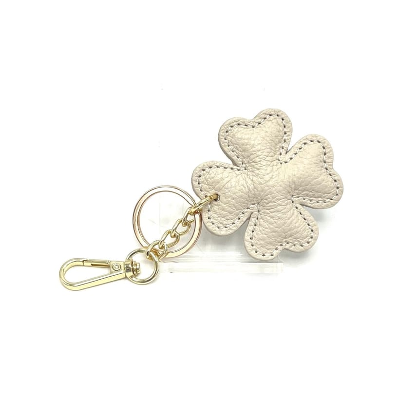 Italian Leather 4-Leaf Clover Keyring & Bag Charm - Image 2