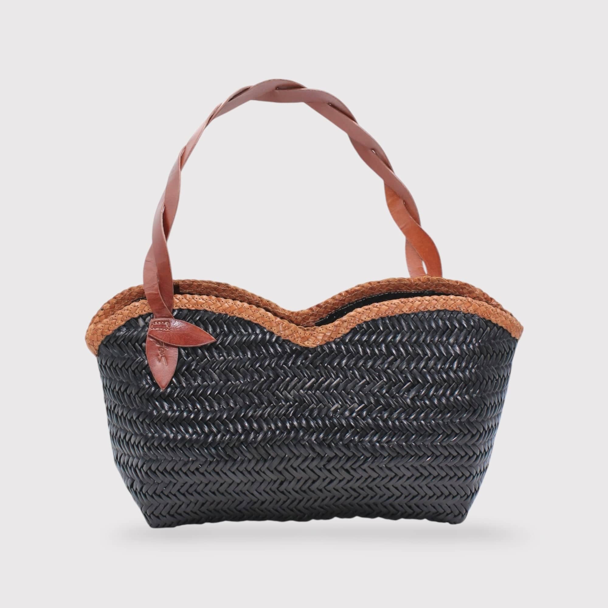 Léafa - Handwoven Leather Shoulder Bag | Brown & Black - Image 2