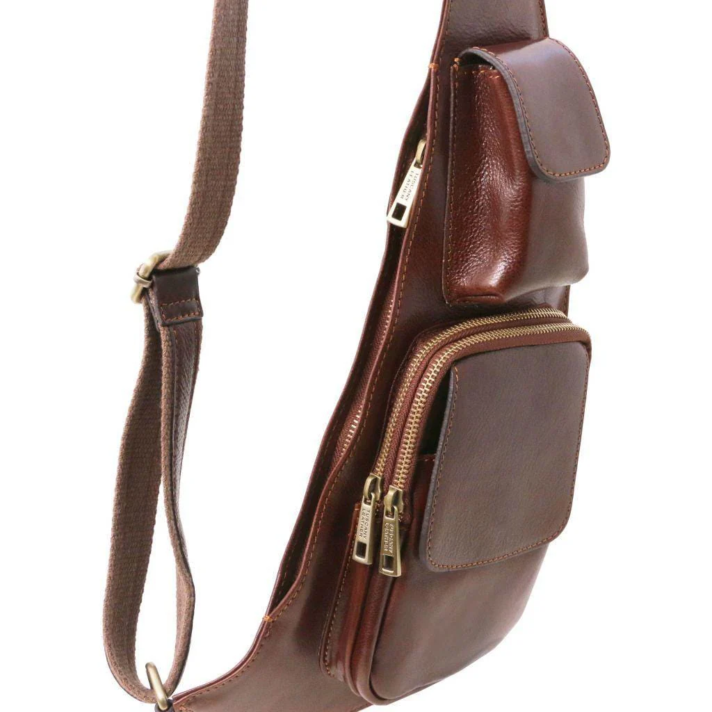 Leather crossover bag | TL141352 men's sling bag - Image 3