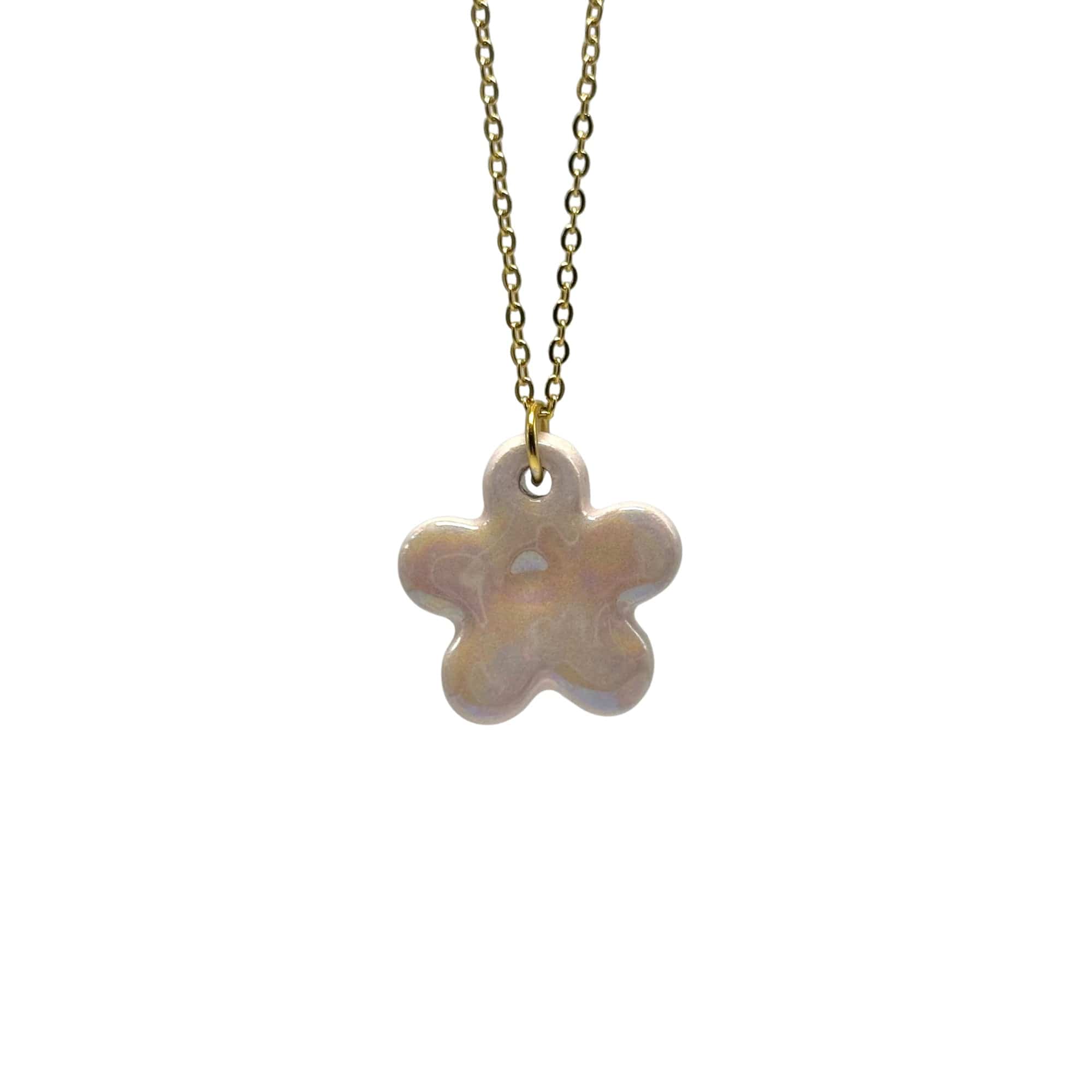 Lillium | Handcrafted pearl-pink floral ceramic necklace - Image 3