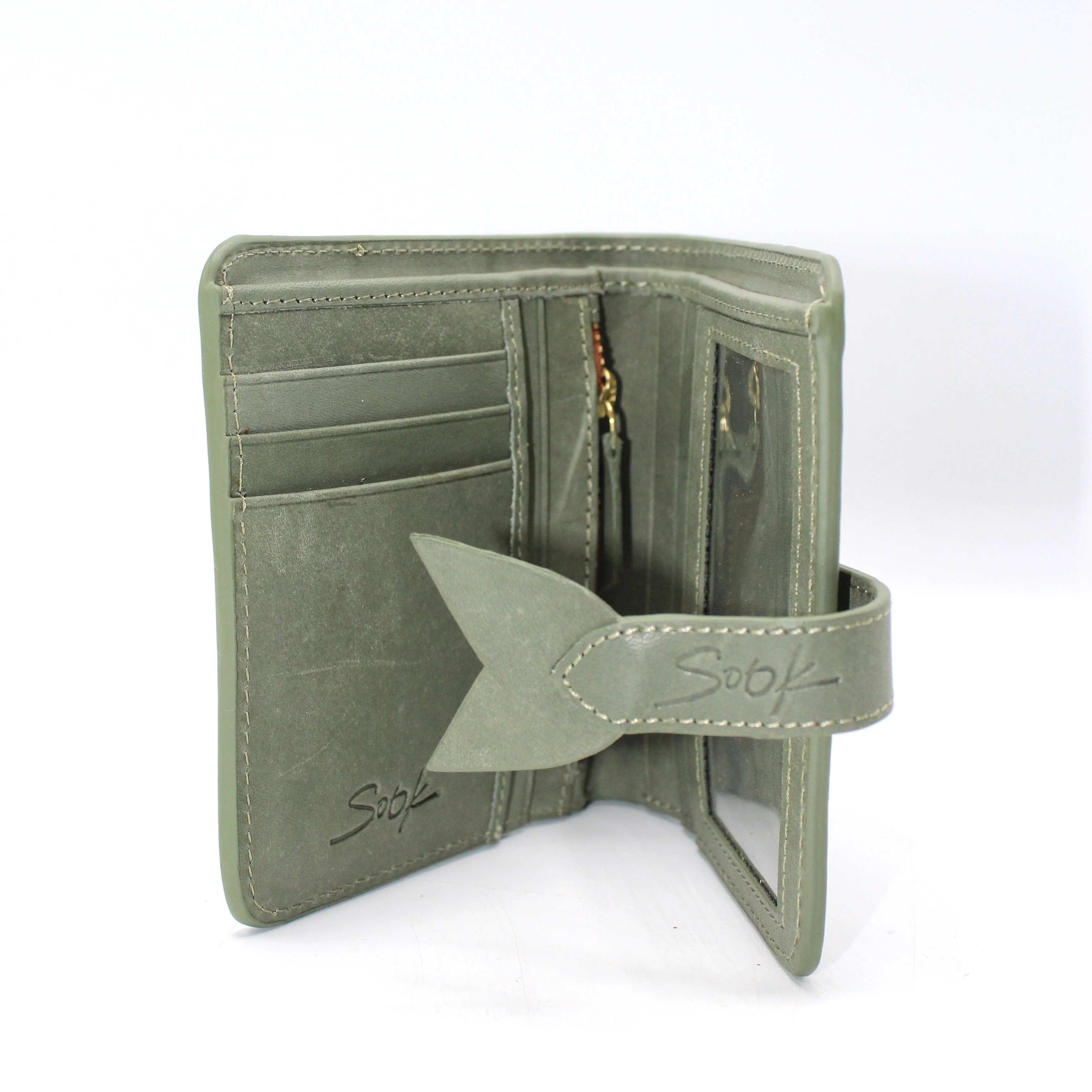 Lumi - Handwoven Leather Wallet | Avocado & Teal - Image 4