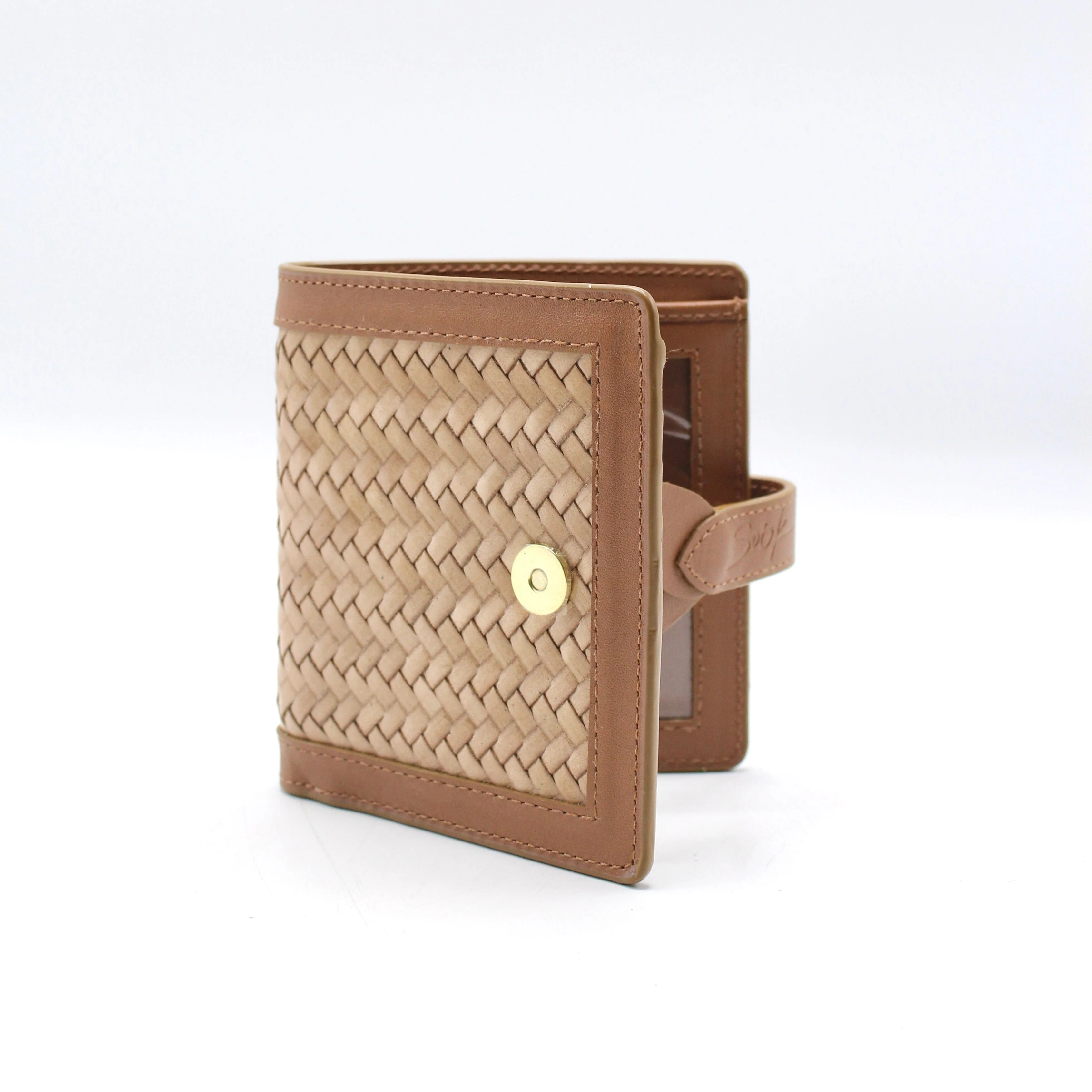 Lumi - Handwoven Leather Wallet | Brown & Taupe - Image 3