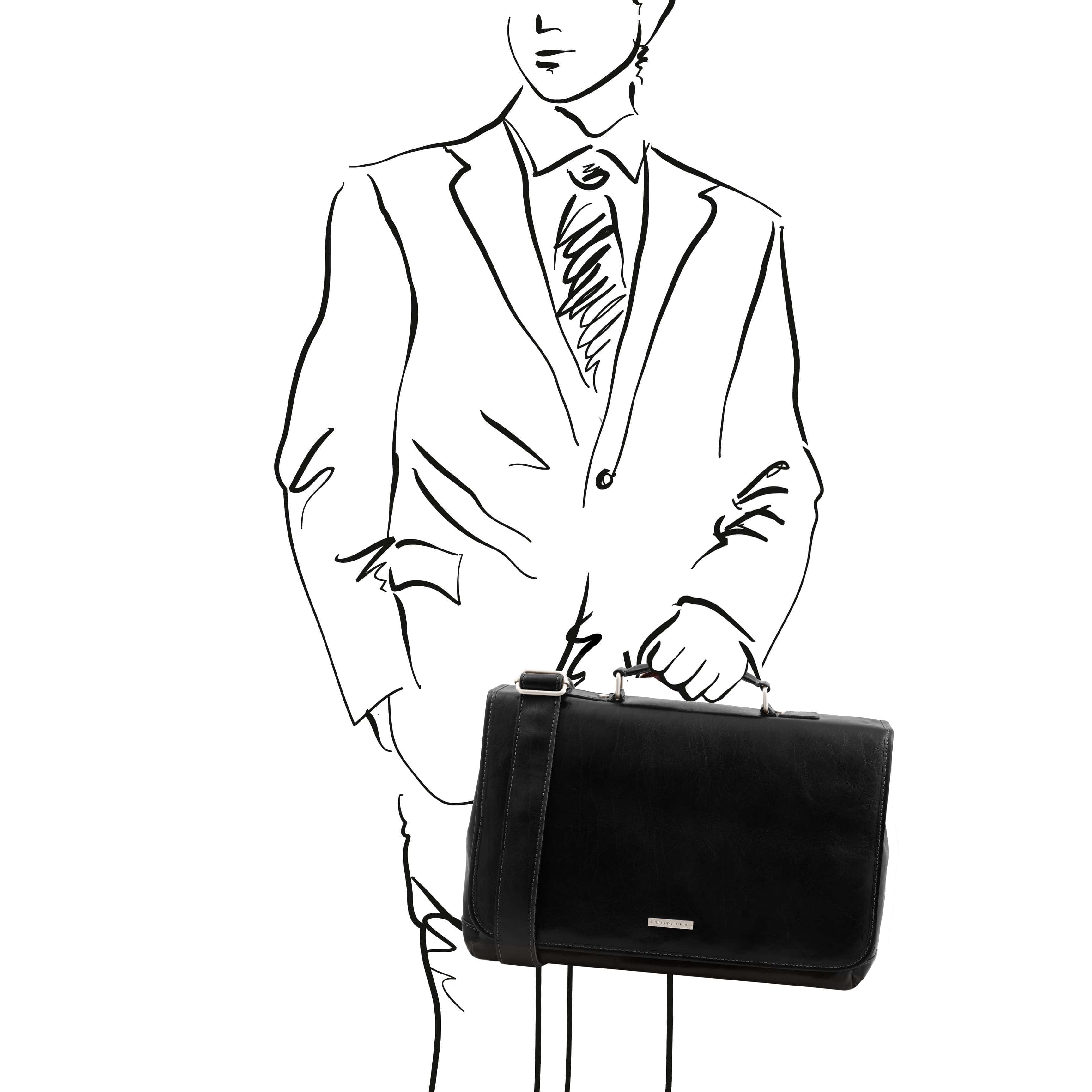 Mantova - Leather multi compartment briefcase with flap | TL142068 messenger bag - Image 12