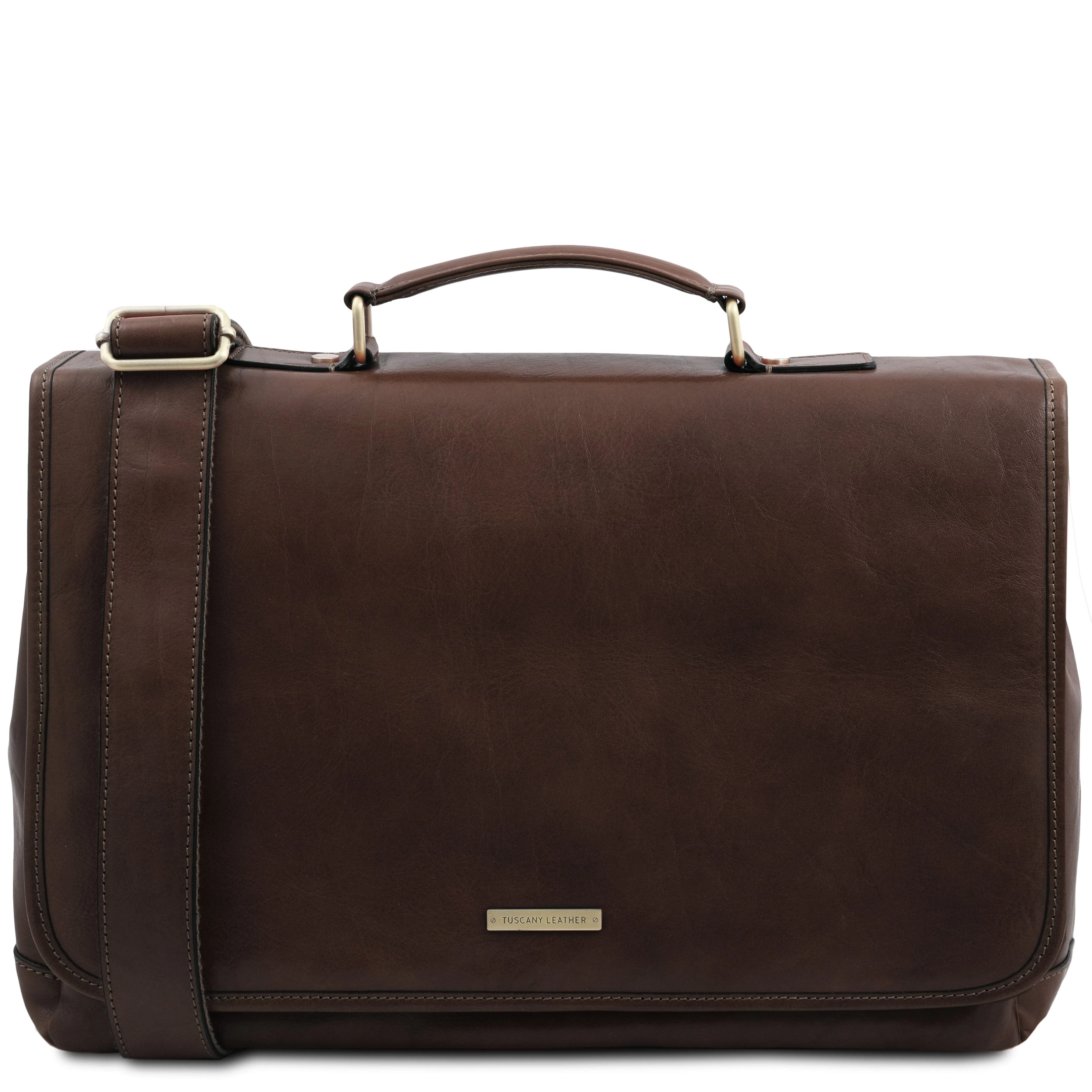 Mantova - Leather multi compartment briefcase with flap | TL142068 messenger bag - Image 13