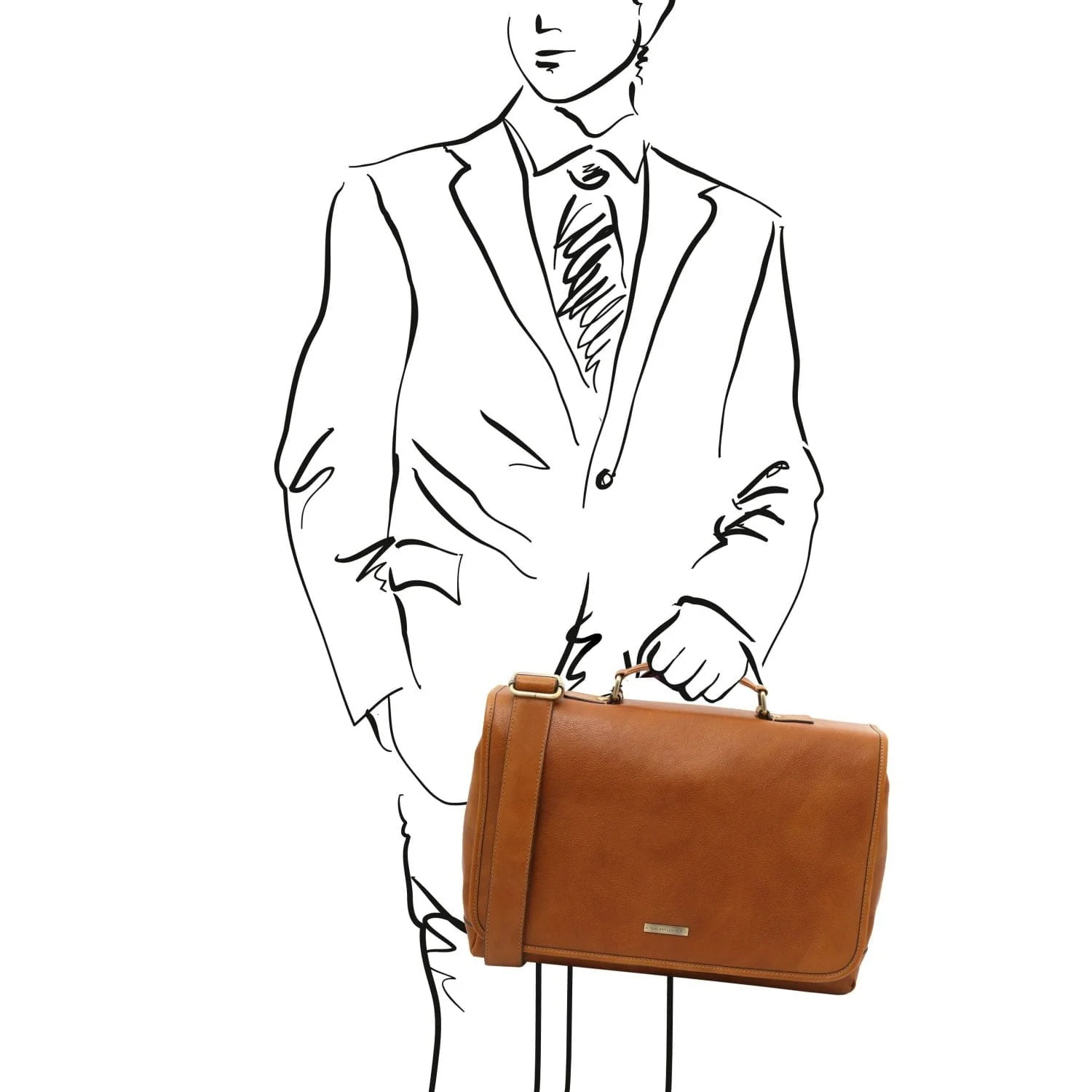 Mantova - Leather multi compartment briefcase with flap | TL142068 messenger bag - Image 20