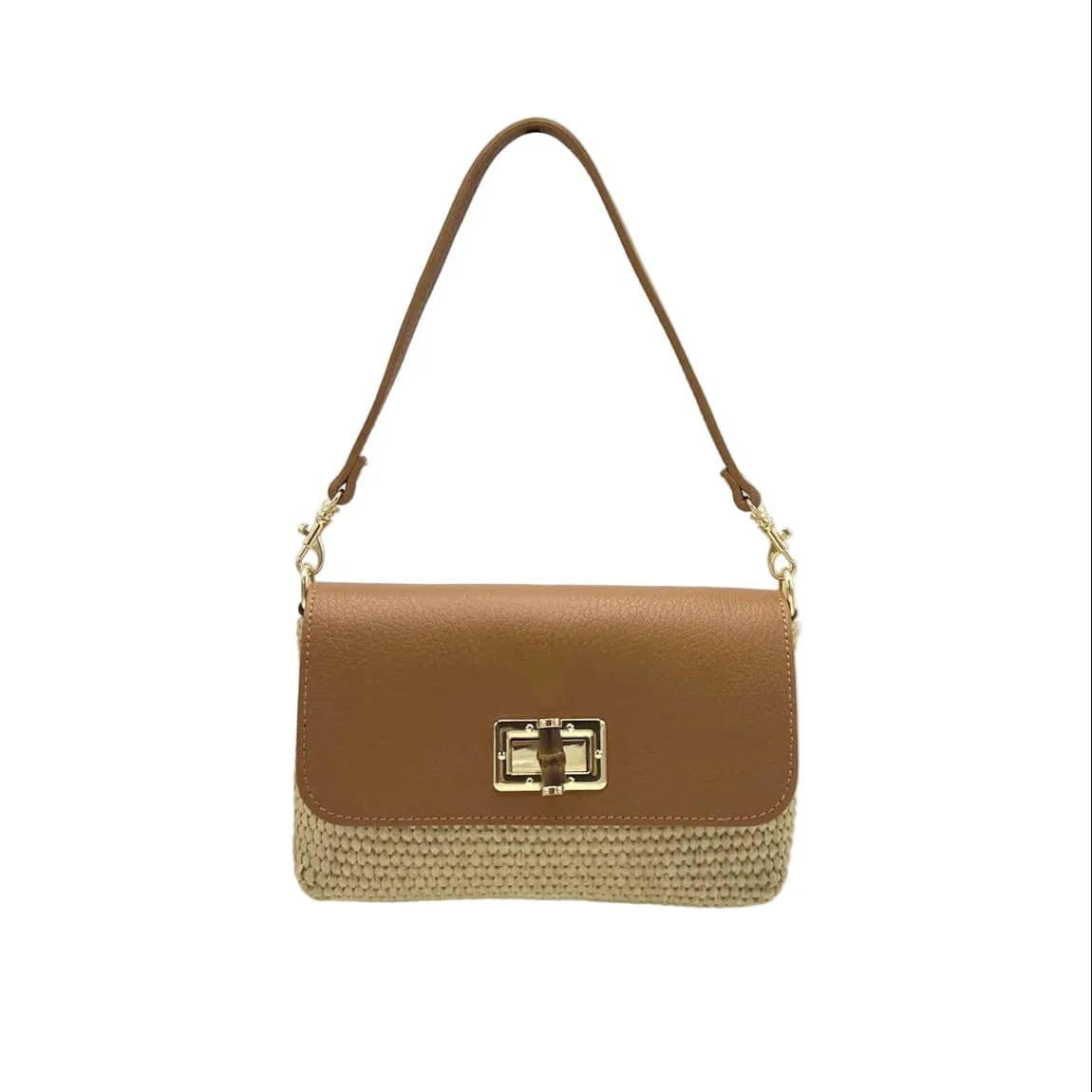 Orbetello - Raffia & Leather Shoulder Bag - Image 4