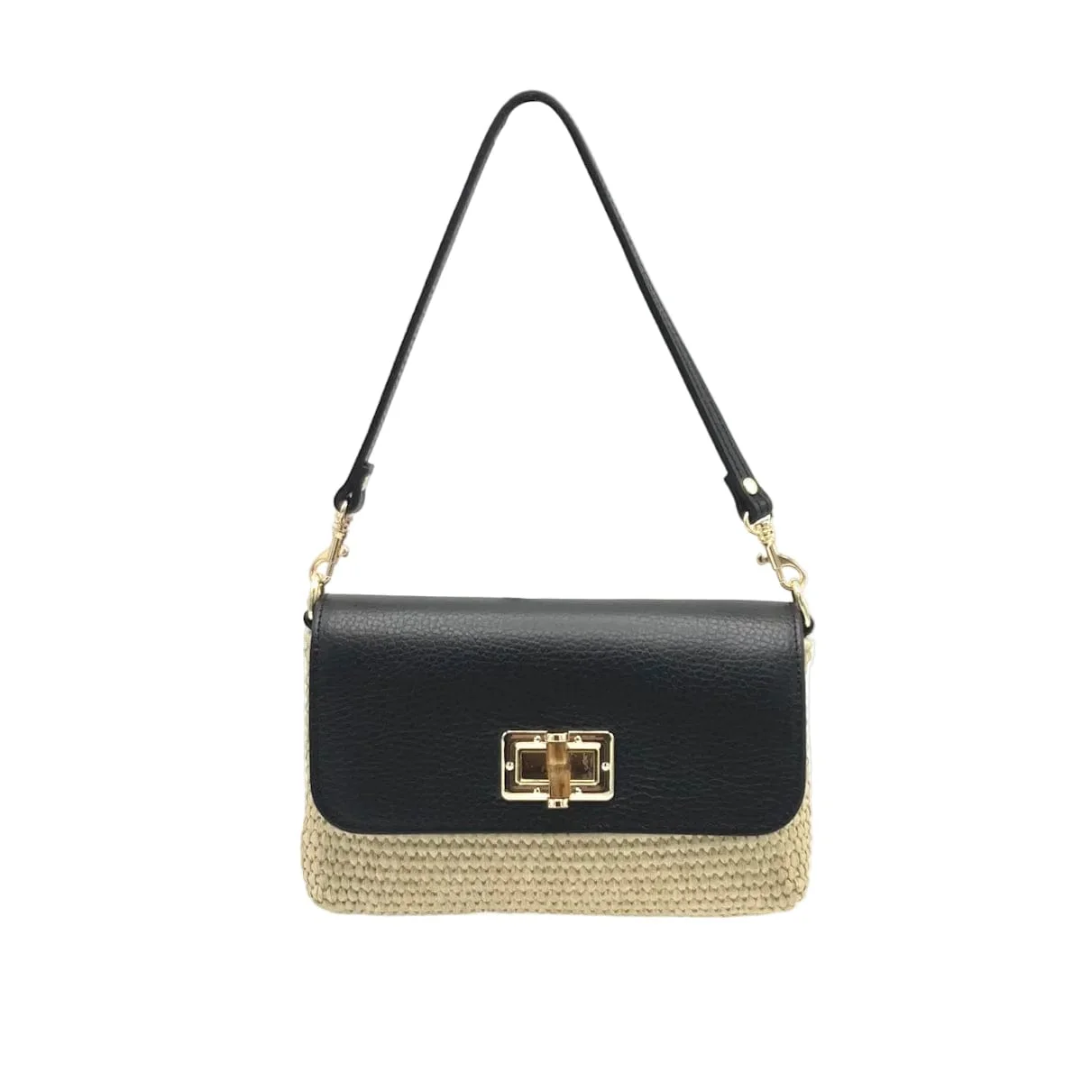 Orbetello - Raffia & Leather Shoulder Bag - Image 8