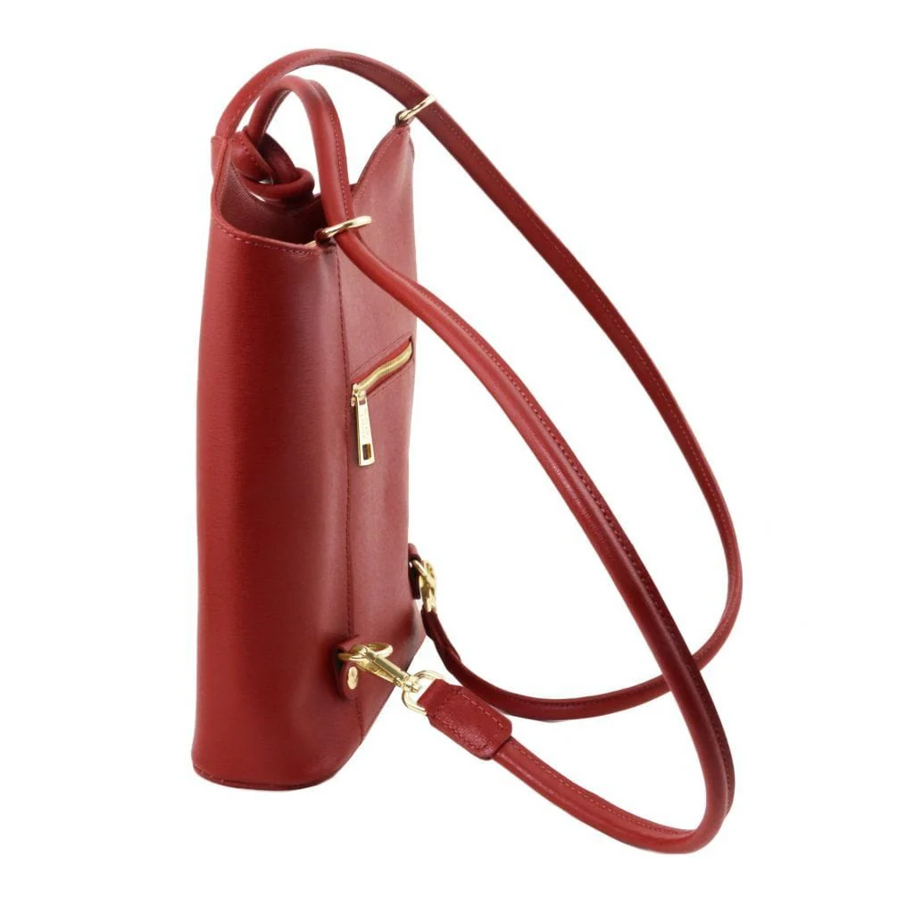 Patty - Saffiano leather convertible 2-in-1 backpack shoulder bag | TL141455 - Image 11