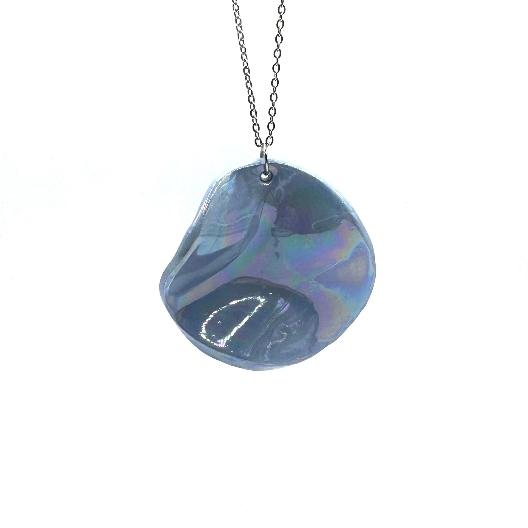 Perla | Handcrafted pearl light blue ceramic necklace - Image 2