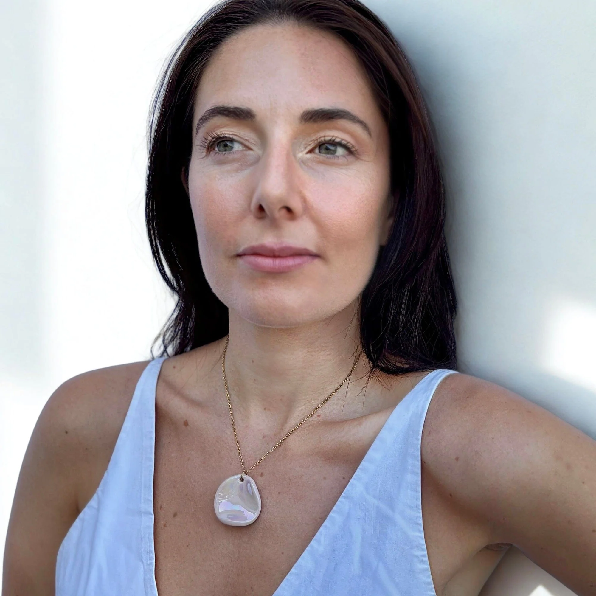 Perla | Handcrafted pearl-pink ceramic necklace - Image 5