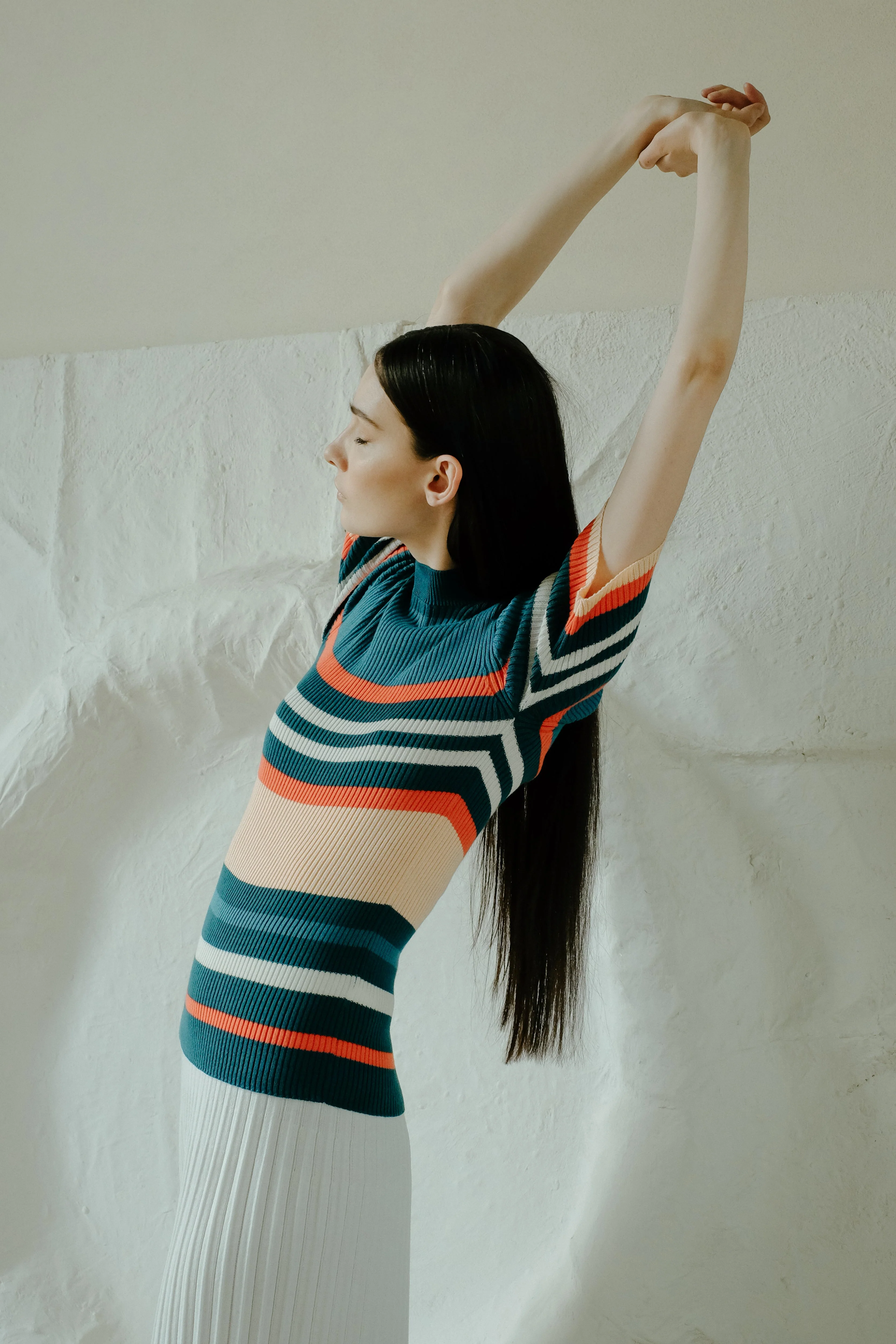 Pima Cotton Stripes Ribbed T-Shirt - Image 3
