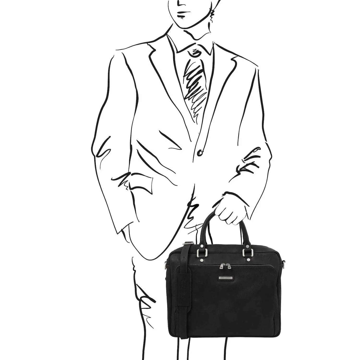 Pisa - Matte leather laptop briefcase with front pocket | TL142427 - Image 15