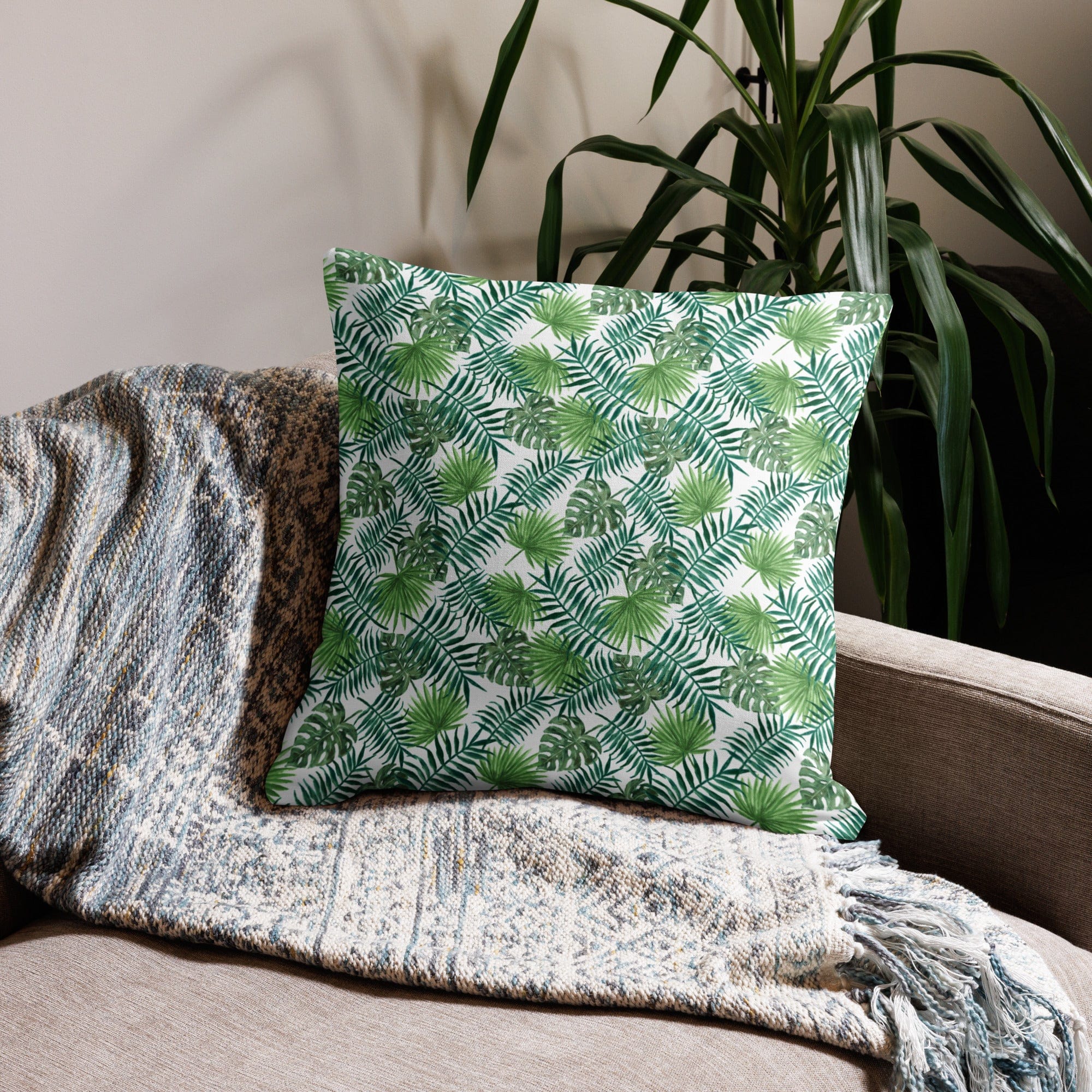 Tropical Leaves Premium Throw Pillow - Image 19