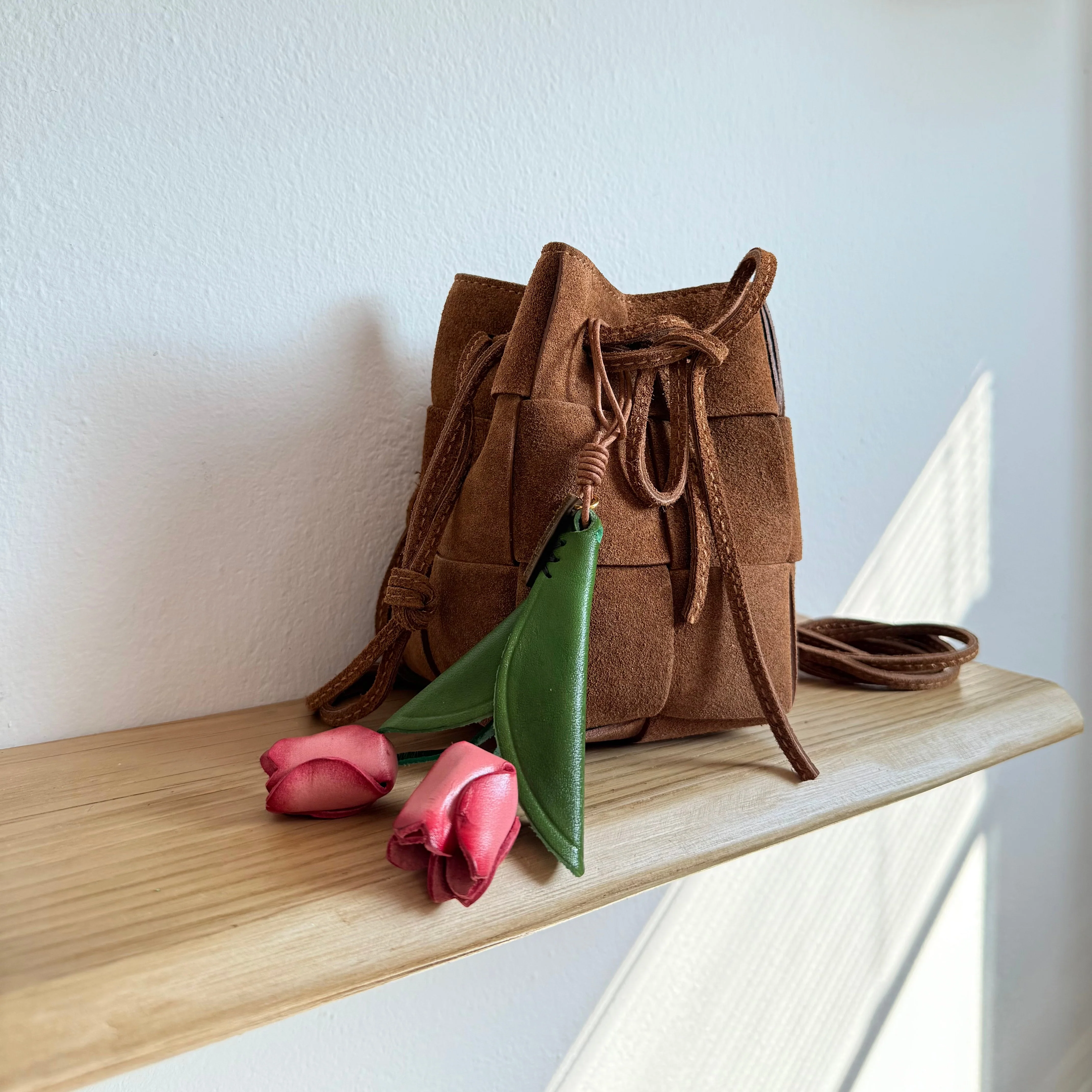 Tulip Bag Charm - Handmade Full-Grain Leather - Image 3