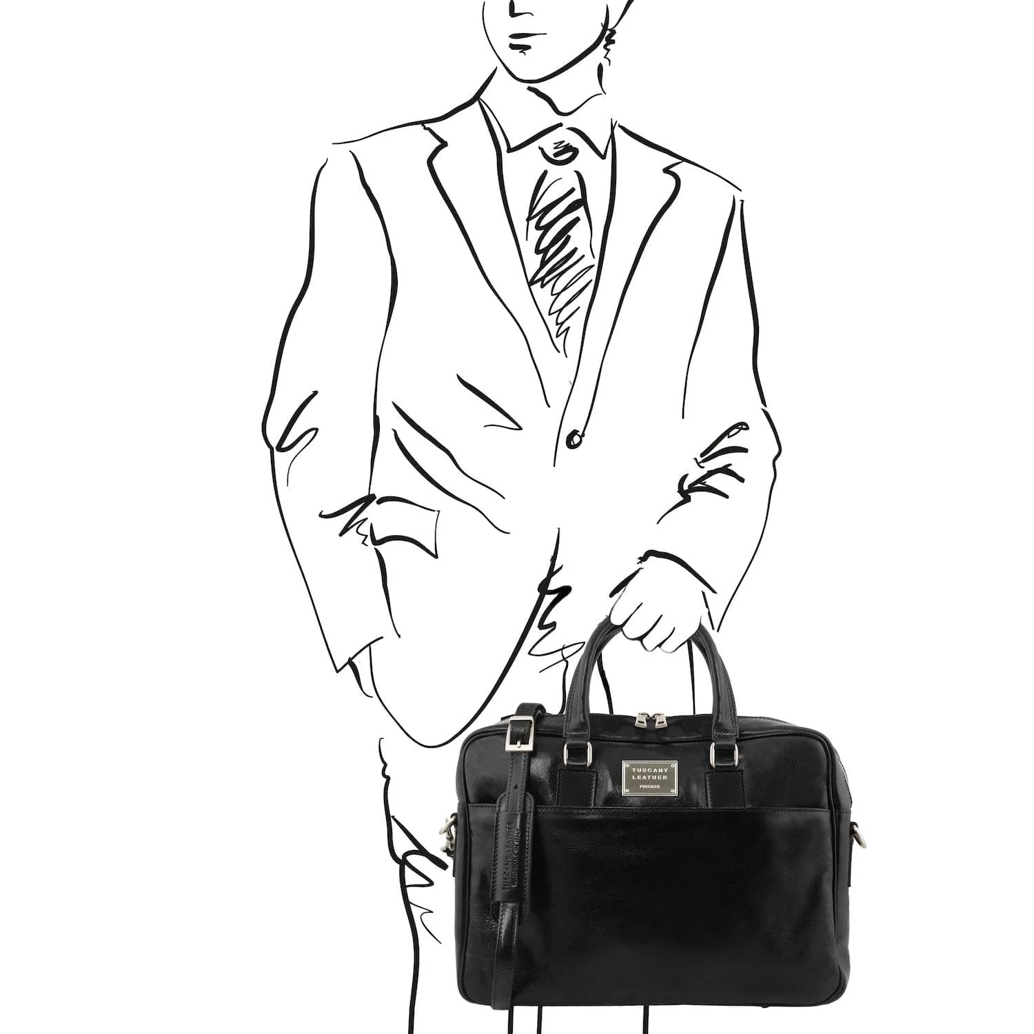 Urbino - Leather laptop briefcase with front pocket | TL141241 - Image 20