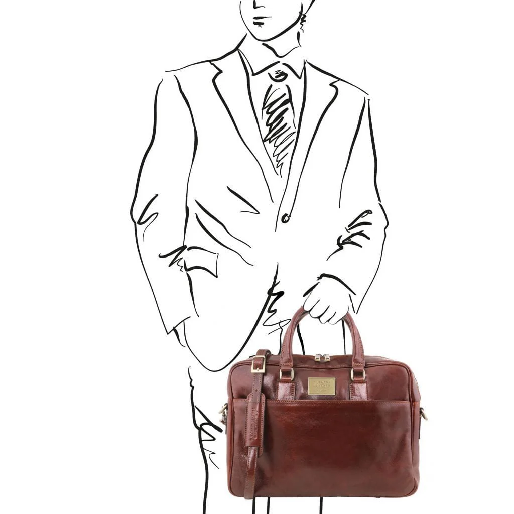 Urbino - Leather laptop briefcase with front pocket | TL141241 - Image 9